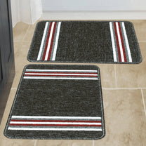 Story@Home 2 Pcs Black Stripes Nylon Anti Skid Doormat