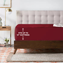 Story@Home Maroon Terry 100% Waterproof and Dustproof Premium Single / Double Size Mattress Protector