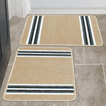 Story@Home 2 Pcs Beige Stripes Nylon Anti Skid Doormat