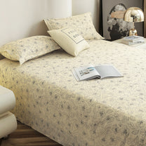 Story@home 300 TC Cloud Cotton Microfiber Pale White & Grey King Size Floral Bedsheet with 2 Pillow Covers