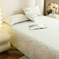 Story@home 300 TC Air Cotton Microfiber Light Blue & Peach King Size Floral Bedsheet with 2 Pillow Covers