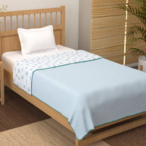 Super Soft Cambric Cotton White & Light Blue Geometric Single Dohar