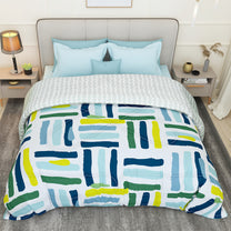 180 GSM White Abstract Microfiber Fusion Reversible Double Comforter