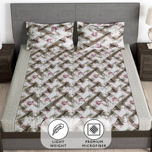 Story@Home 2 Pcs Arena Microfiber Double Bedsheet Combo With 4 Pillow Covers -  Beige & Brown