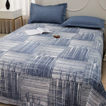 Story@home 240 TC Blue Abstract Double Size Bedsheet With 2 Pillow Covers