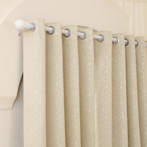 2 Pcs Blackout Foil Beige & Golden Hexagon Window/Door/Long Door Curtains