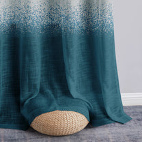 2 Pcs Teal & White Sheer Window / Door / Semi Long Door/ Long Door Curtains
