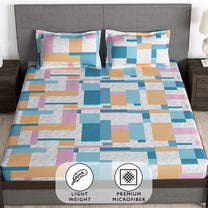 Story@Home 2 Pcs Arena Microfiber Double Bedsheets Combo With 4 Pillow Covers - Multicolor &  Grey