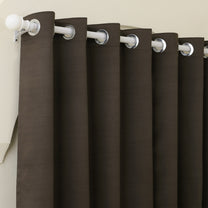 2 Pcs Dark Brown Abstract Digital Faux Silk Medium room Darkening Window | Door | Long Door Curtains