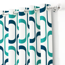 2 Pcs Nature Abstract Blue Polyester Window and Door Curtains