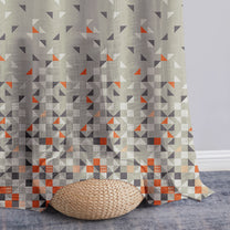 2 Pcs Orange & Ivory Sheer Window / Door / Semi Long Door/ Long Door Curtains