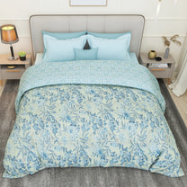 180 GSM Cream Floral Microfiber Fusion Reversible Double / Single Comforter