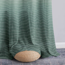 2 Pcs Jade Green & Ivory Sheer Window / Door / Semi Long Door/ Long Door Curtains