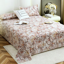 Metro Gold 190 TC Cotton Beige & Light Brown Double Bedsheet with Pillow Covers