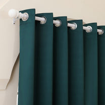 2 Pcs Green and Beige Abstract Digital Faux Silk Medium room Darkening Window | Door | Long Door Curtains