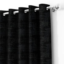 2 Pcs Black Grunge Blackout Emboss Faux Silk Room Darkening Window/Door/Long Door Curtains