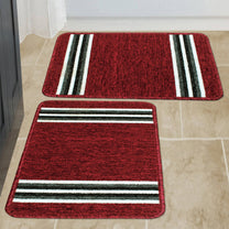 Story@Home 2 Pcs Red Stripes Nylon Anti Skid Doormat