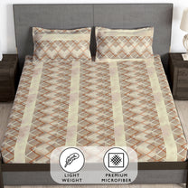 Story@Home 2 Pcs Arena Microfiber Double Bedsheets Combo With 4 Pillow Covers - Multicolor & Brown