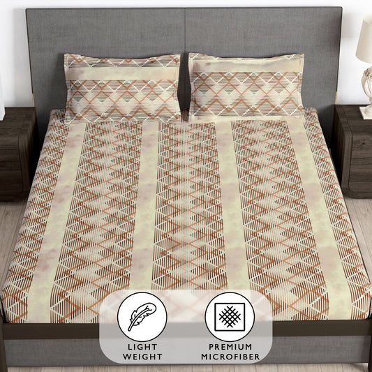 Story@Home 2 Pcs Arena Microfiber Double Bedsheet Combo With 4 Pillow Covers - Multicolor & Brown