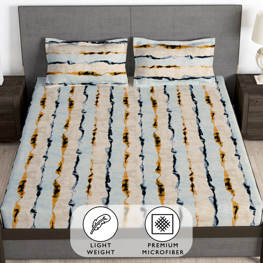 Story@Home 2 Pcs Arena Microfiber Double Bedsheet Combo With 4 Pillow Covers - Black & Grey