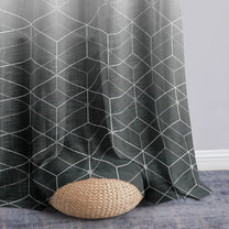 2 Pcs Black & Grey Sheer Window / Door / Semi Long Door/ Long Door Curtains