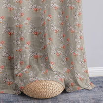 2 Pcs Beige & Pink Sheer Window / Door / Semi Long Door/ Long Door Curtains