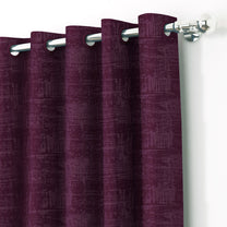 2 Pcs Maroon Grunge Blackout Emboss Faux Silk Room Darkening Window/Door/Long Door Curtains