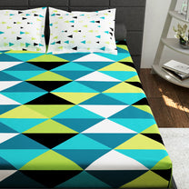 Ventura 144 TC 100% Cotton Green Abstract Double Bedsheet