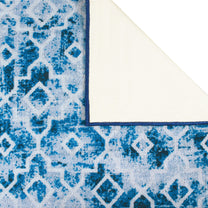 Ethnic Grunge Pattern Blue & White Rustico Rug/Carpet