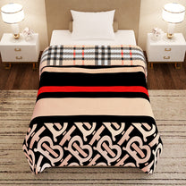 Finley 300 GSM Beige & Black Graphic Single Size Blanket