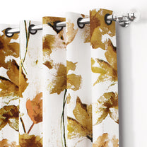 2 Pcs Brown Nature Floral Print Polyester Window / Door Curtains