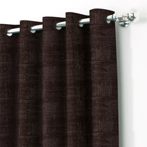 2 Pcs Brown Grunge Blackout Emboss Faux Silk Room Darkening Window/Door/Long Door Curtains