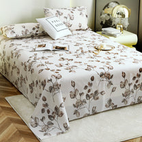Metro Gold 190 TC Cotton Off White & Grey Double Bedsheet with Pillow Covers