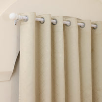 2 Pcs Blackout Foil Beige & Golden Criss Cross Window/Door/Long Door Curtains