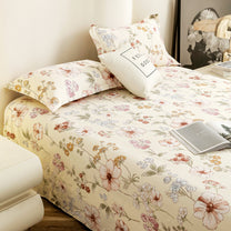 Story@home 300 TC Cloud Cotton Microfiber White King Size Floral Bedsheet with 2 Pillow Covers