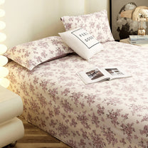 Story@home 300 TC Air Cotton Microfiber Light Purple & White King Size Floral Bedsheet with 2 Pillow Covers