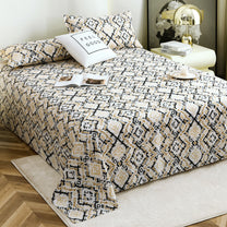 Metro Gold 190 TC Cotton Grey & Beige Double Bedsheet with Pillow Covers
