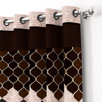 2 Pcs Brown & Beige Nature Abstract Print Polyester Window,Door & Long Door Curtains