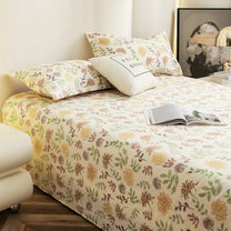 Story@home 300 TC Cloud Cotton Microfiber White King Size Floral Bedsheet with 2 Pillow Covers