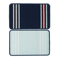 Story@Home 2 Pcs Navy Blue Stripes Nylon Anti Skid Doormat