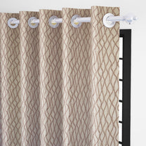 2 Pcs 400 GSM Brown Azurio Jacquard Window / Door / Semi Long Door/ Long Door Curtains