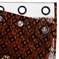 2 Pcs Dark Brown & Ivory Nature Ethnic Print Polyester Window,Door & Long Door  Curtains
