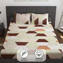 144 TC 100% Cotton Brown Queen Fitted Bedsheet