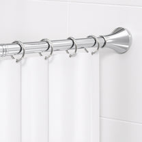 Story@Home Metallic Chrome Extendable Shower Curtain Tension Rod Non-Drilling Anti-Skid Spring Pull Rod