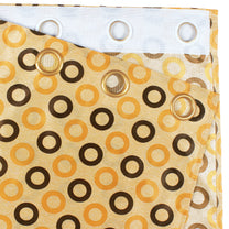 2 Pcs Brown Nature Print Circles Polyester Window/Door/Long Door Curtains