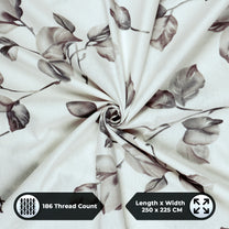 Metro Gold 190 TC Cotton Off White & Grey Double Bedsheet with Pillow Covers