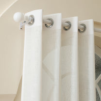 2 Pcs White & Ivory Sheer Window / Door / Semi Long Door/ Long Door Curtains