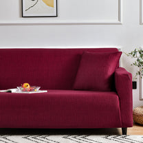 Story@Home Elastic Stretchable 1 | 2 | 3 | 4 Seater Wine Red Criss Cross Pattern Sofa Cover