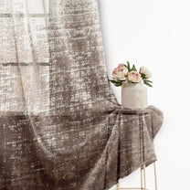 2 Pcs Mud Brown & Ivory Sheer Window / Door / Semi Long Door/ Long Door Curtains