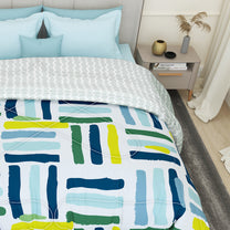 180 GSM White Abstract Microfiber Fusion Reversible Double Comforter